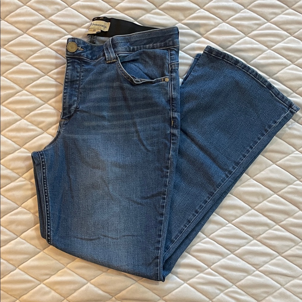 Democracy Bootcut High-Rise Jeans in Dark Blue Denim